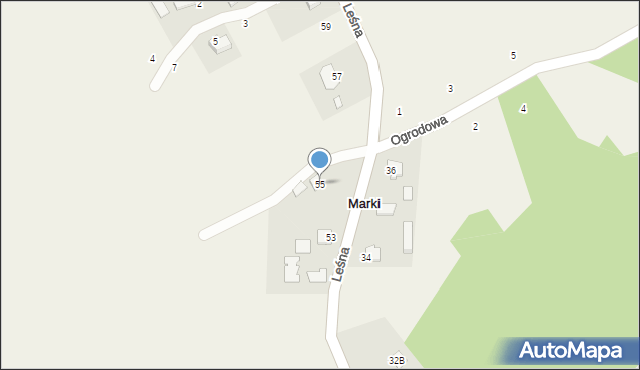 Marki, Leśna, 55, mapa Marki