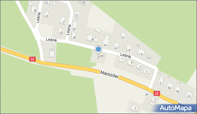 Marszów, Leśna, 11, mapa Marszów