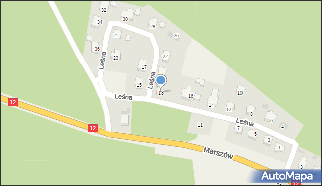 Marszów, Leśna, 18, mapa Marszów