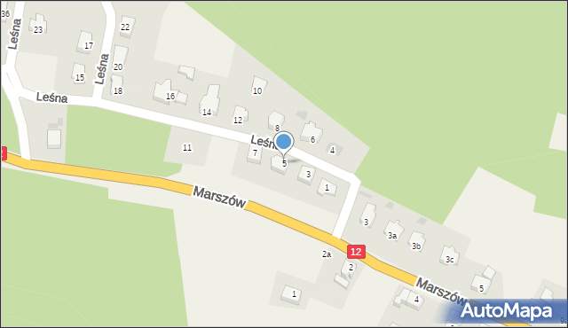 Marszów, Leśna, 5, mapa Marszów