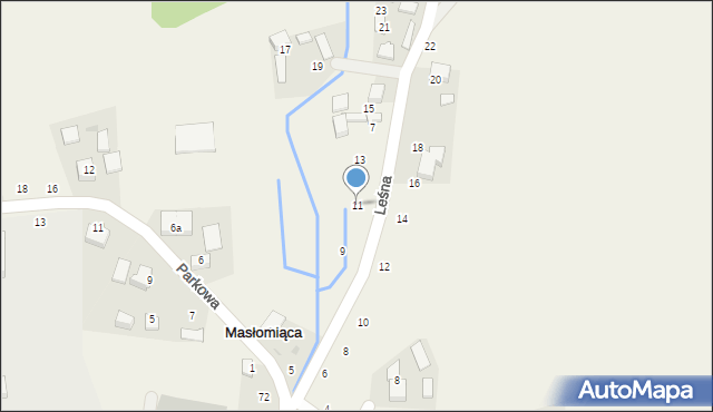 Masłomiąca, Leśna, 11, mapa Masłomiąca