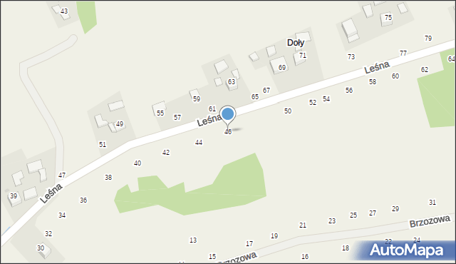 Masłomiąca, Leśna, 46, mapa Masłomiąca