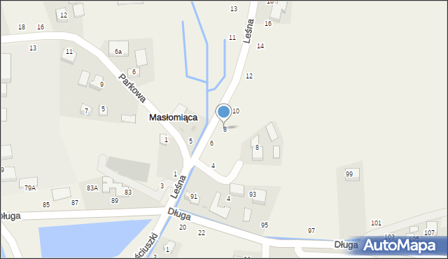 Masłomiąca, Leśna, 8, mapa Masłomiąca