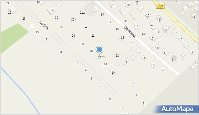 Maszewo Duże, Leśna, 16, mapa Maszewo Duże