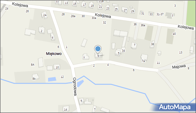 Miękowo, Leśna, 3, mapa Miękowo