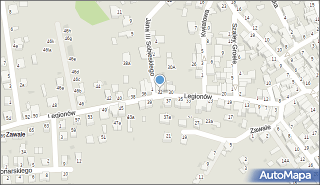 Mielec, Legionów, 32, mapa Mielca