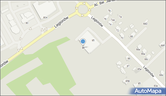 Mielec, Legionów, 96, mapa Mielca