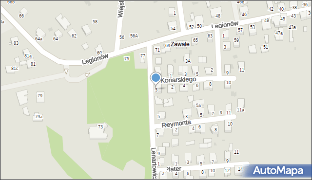 Mielec, Lenartowicza, 3, mapa Mielca