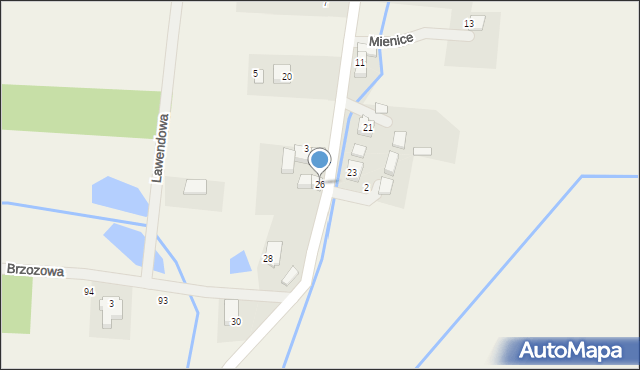 Mienice, Leśna, 26, mapa Mienice