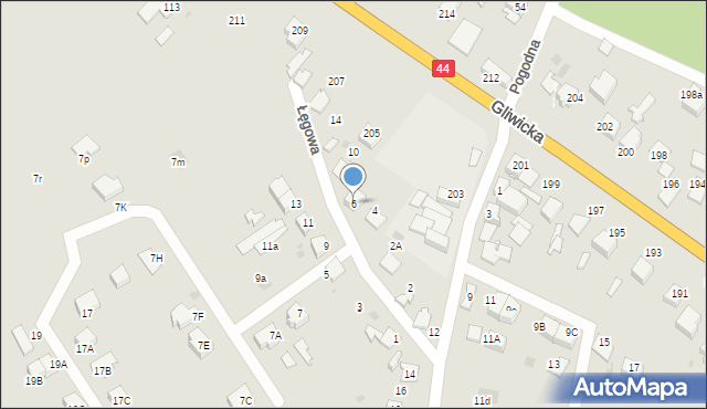 Mikołów, Łęgowa, 6, mapa Mikołów