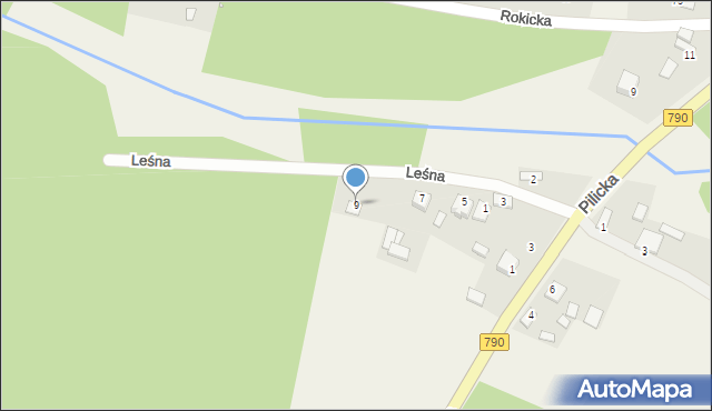 Mitręga, Leśna, 9, mapa Mitręga