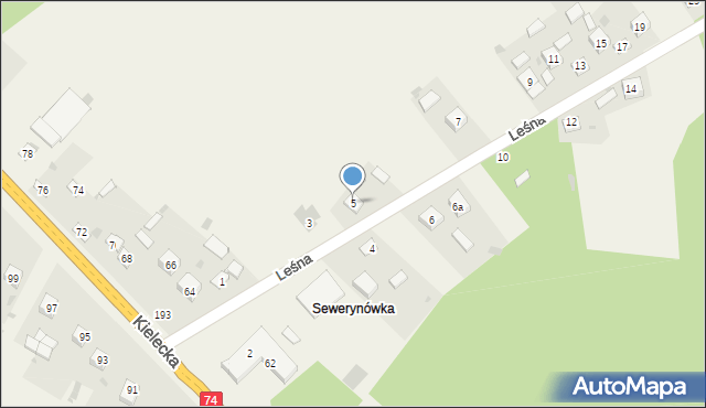 Mniów, Leśna, 5, mapa Mniów