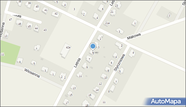 Modła, Letnia, 5, mapa Modła