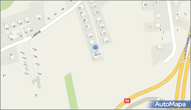 Modlnica, Leśna, 49, mapa Modlnica