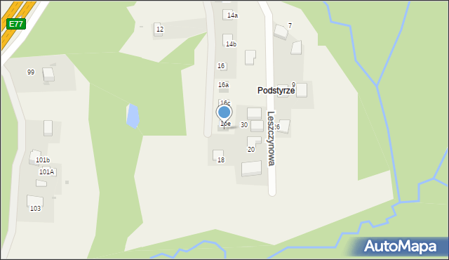 Mogilany, Leszczynowa, 16f, mapa Mogilany