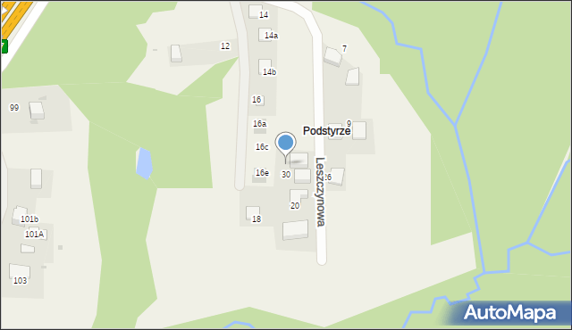 Mogilany, Leszczynowa, 30A, mapa Mogilany