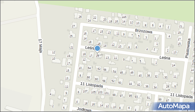 Mogilno, Leśna, 15, mapa Mogilno