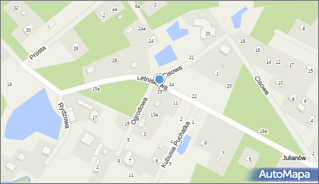 Moszczenica, Letniskowa, 13, mapa Moszczenica