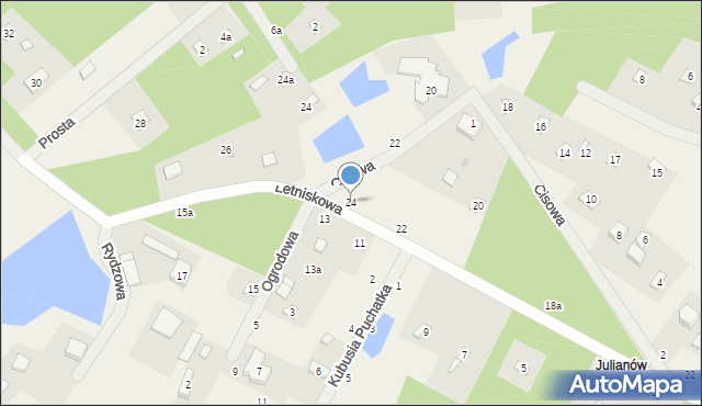 Moszczenica, Letniskowa, 24, mapa Moszczenica