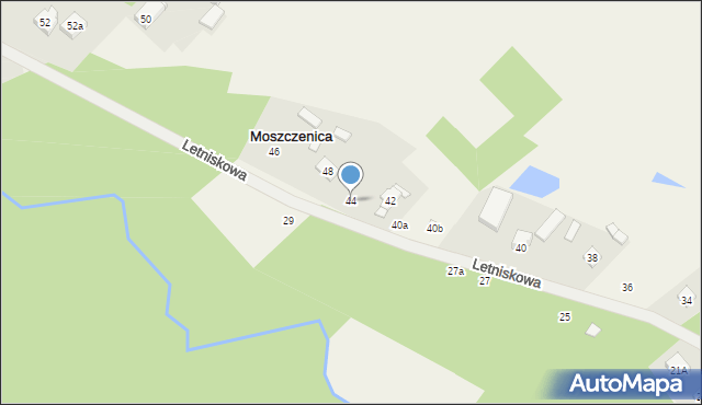Moszczenica, Letniskowa, 44, mapa Moszczenica