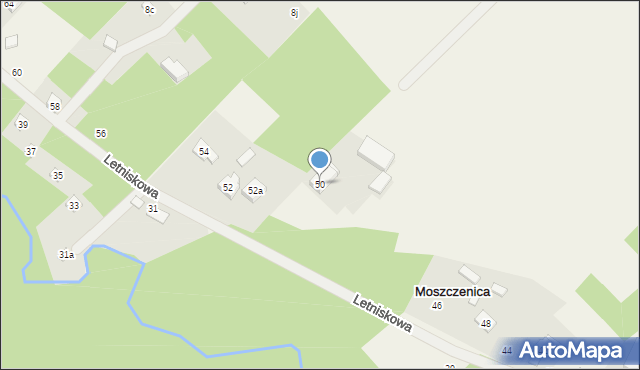 Moszczenica, Letniskowa, 50, mapa Moszczenica