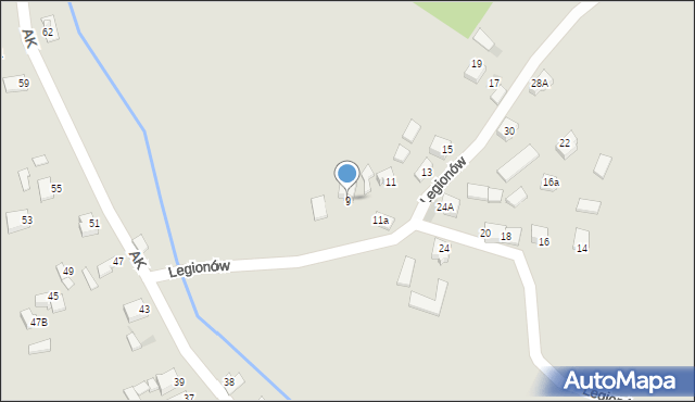 Myszków, Legionów, 9, mapa Myszków