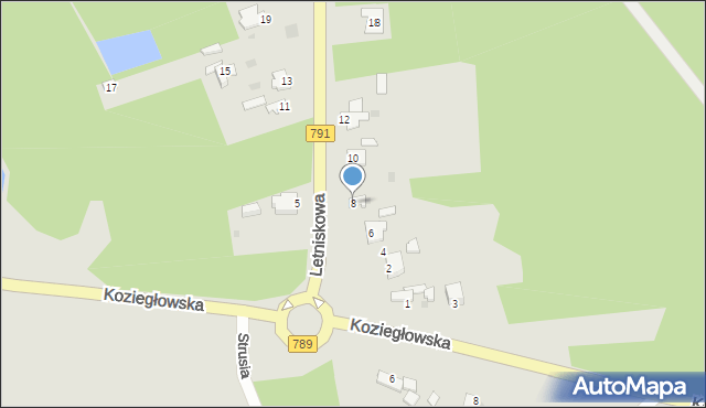 Myszków, Letniskowa, 8, mapa Myszków