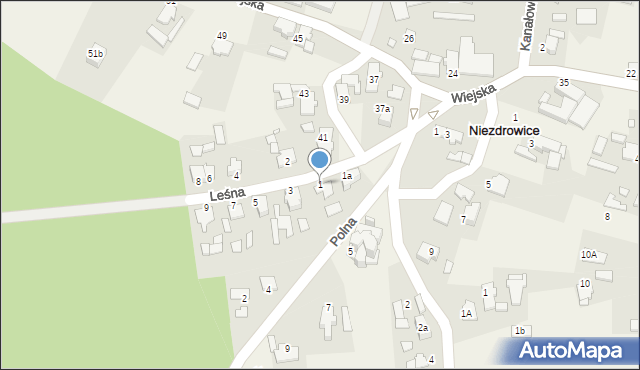 Niezdrowice, Leśna, 1, mapa Niezdrowice