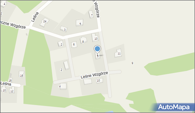 Nowa Karczma, Leśne Wzgórze, 5, mapa Nowa Karczma