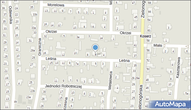 Nowa Sól, Leśna, 6, mapa Nowa Sól