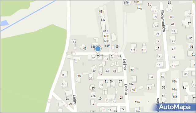 Nowe Chechło, Leśna, 55, mapa Nowe Chechło