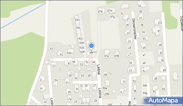 Nowe Chechło, Leśna, 65, mapa Nowe Chechło