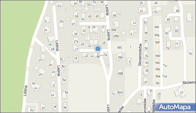 Nowe Chechło, Leśna, 9a, mapa Nowe Chechło