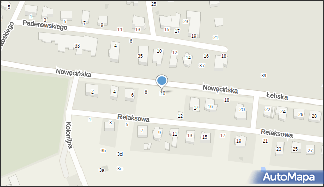 Nowęcin, Łebska, 10, mapa Nowęcin