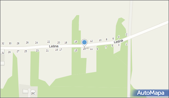 Nowy Kraszew, Leśna, 13, mapa Nowy Kraszew