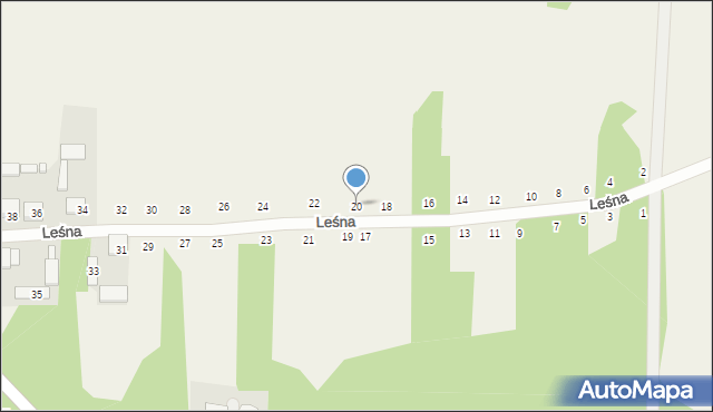 Nowy Kraszew, Leśna, 20, mapa Nowy Kraszew