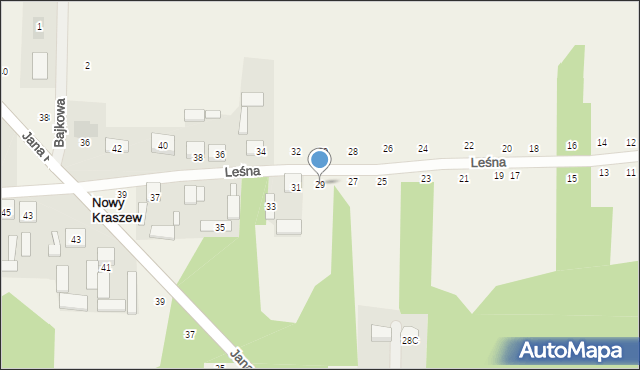 Nowy Kraszew, Leśna, 29, mapa Nowy Kraszew