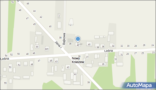 Nowy Kraszew, Leśna, 42, mapa Nowy Kraszew