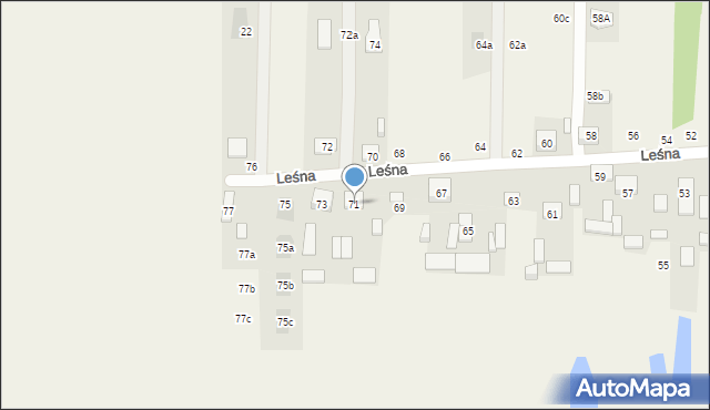 Nowy Kraszew, Leśna, 71, mapa Nowy Kraszew