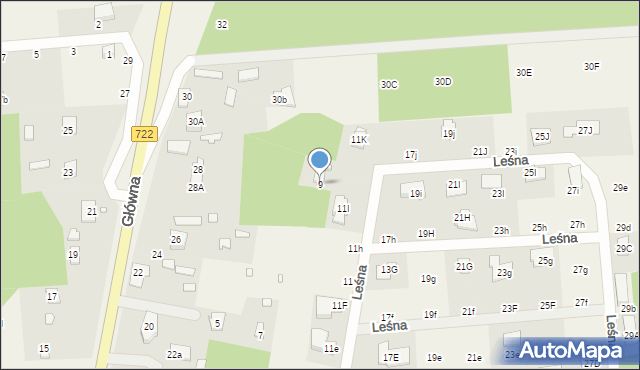 Nowy Prażmów, Leśna, 9, mapa Nowy Prażmów