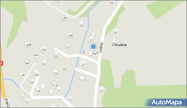 Nowy Sącz, Leśna, 27A, mapa Nowego Sącza