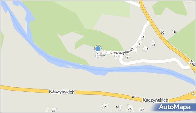 Nowy Sącz, Leszczynowa, 11, mapa Nowego Sącza