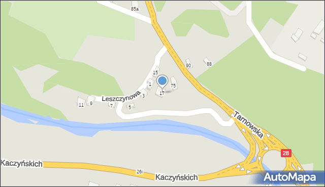 Nowy Sącz, Leszczynowa, 17, mapa Nowego Sącza