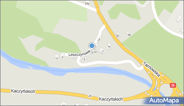 Nowy Sącz, Leszczynowa, 3, mapa Nowego Sącza