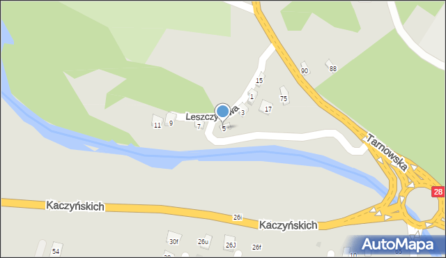 Nowy Sącz, Leszczynowa, 5, mapa Nowego Sącza