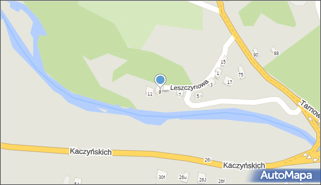 Nowy Sącz, Leszczynowa, 9A, mapa Nowego Sącza