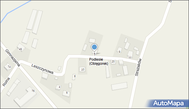 Oblęgorek, Leszczynowa, 5, mapa Oblęgorek