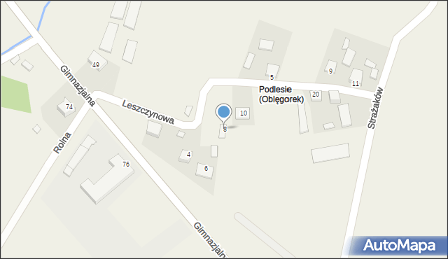 Oblęgorek, Leszczynowa, 8, mapa Oblęgorek