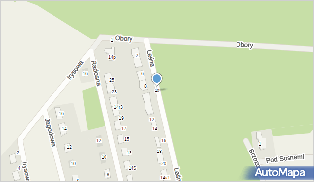 Obory, Leśna, 10, mapa Obory