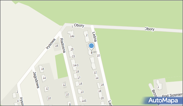 Obory, Leśna, 8, mapa Obory